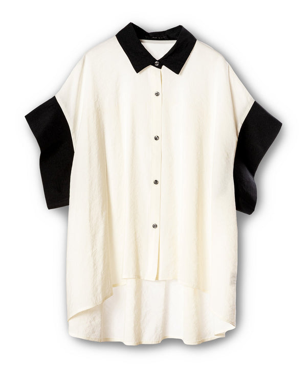 Two-tone Gathered Back Blouse