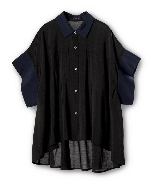 Two-tone Gathered Back Blouse