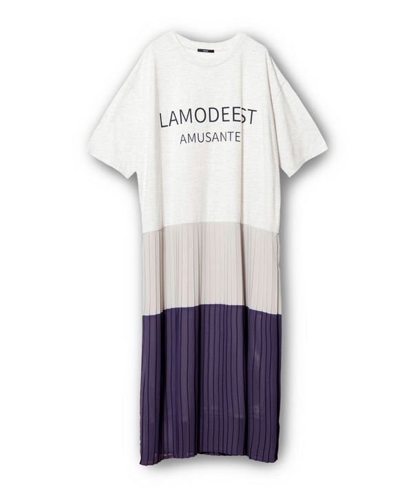 Logo Print Pleated Dress
