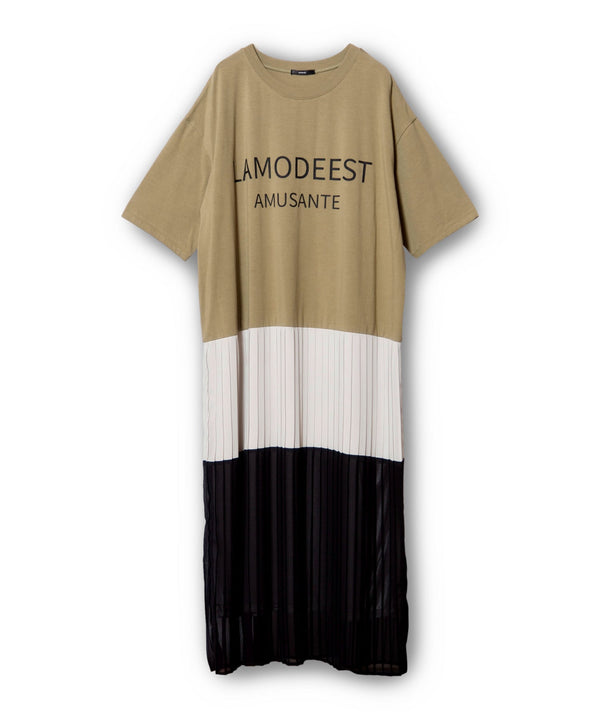 Logo Print Pleated Dress
