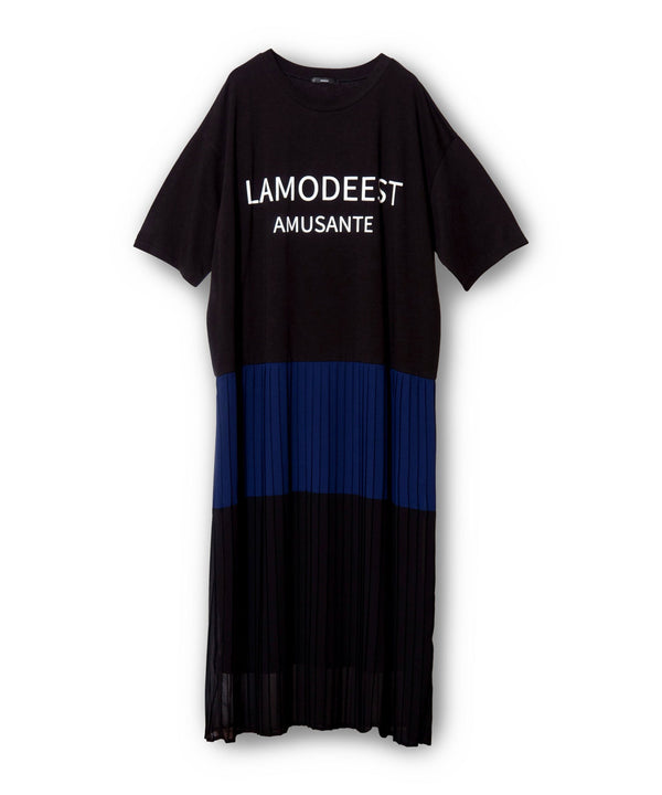 Logo Print Pleated Dress
