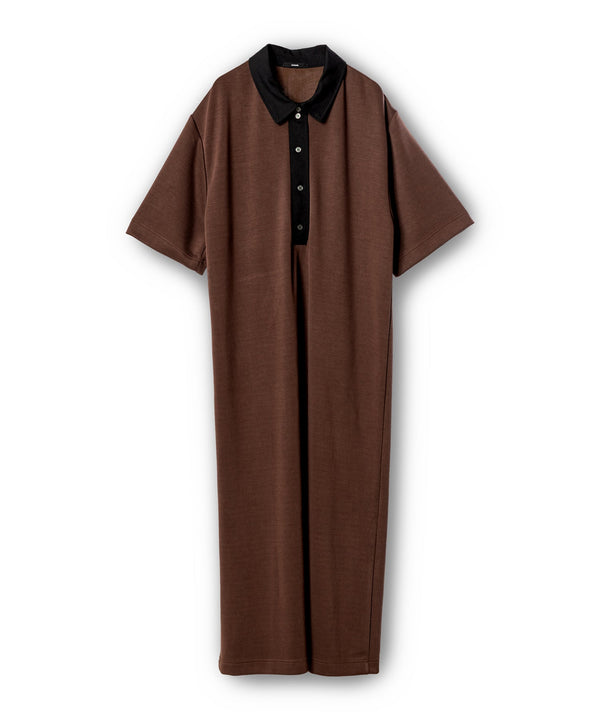 Color-blocked Shirt Collar Dress