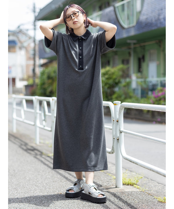 Color-blocked Shirt Collar Dress