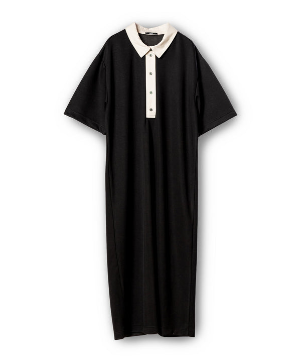 Color-blocked Shirt Collar Dress
