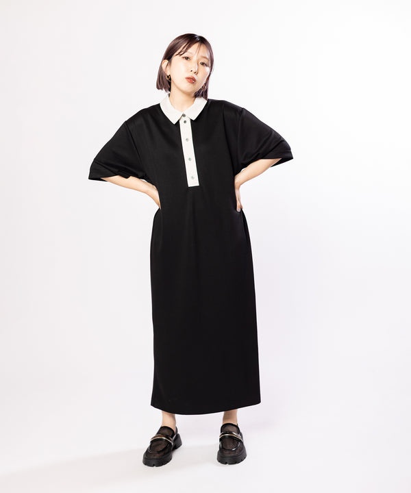 Color-blocked Shirt Collar Dress