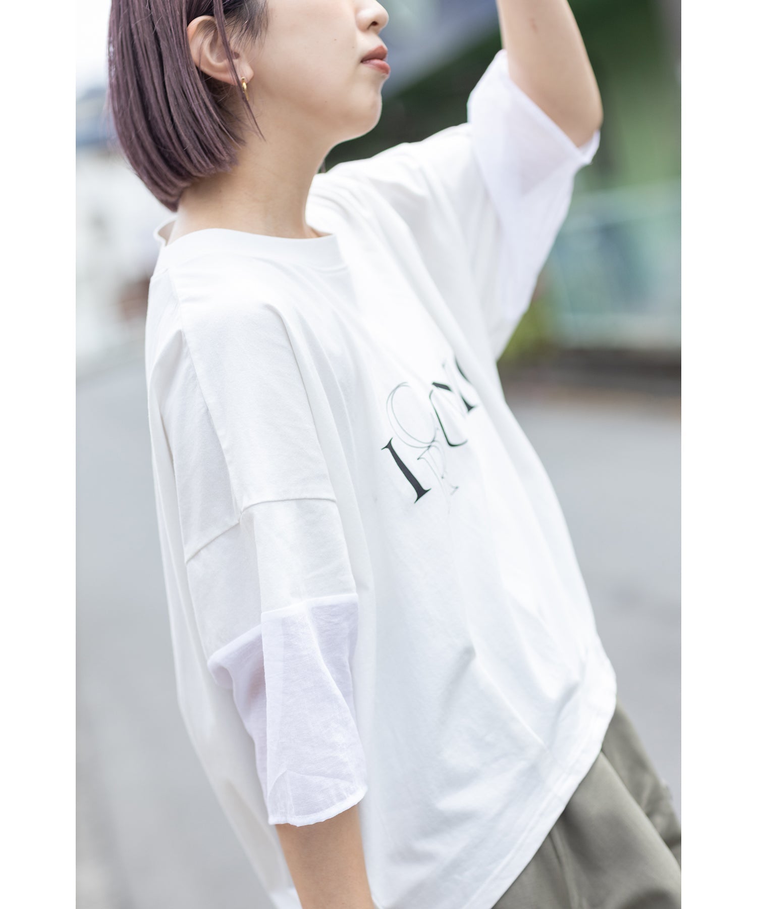 新品タグ付 HYKE シアープリーツTシャツ シアー切替タックプリントTシャツ – OSMOSIS・NO ID.