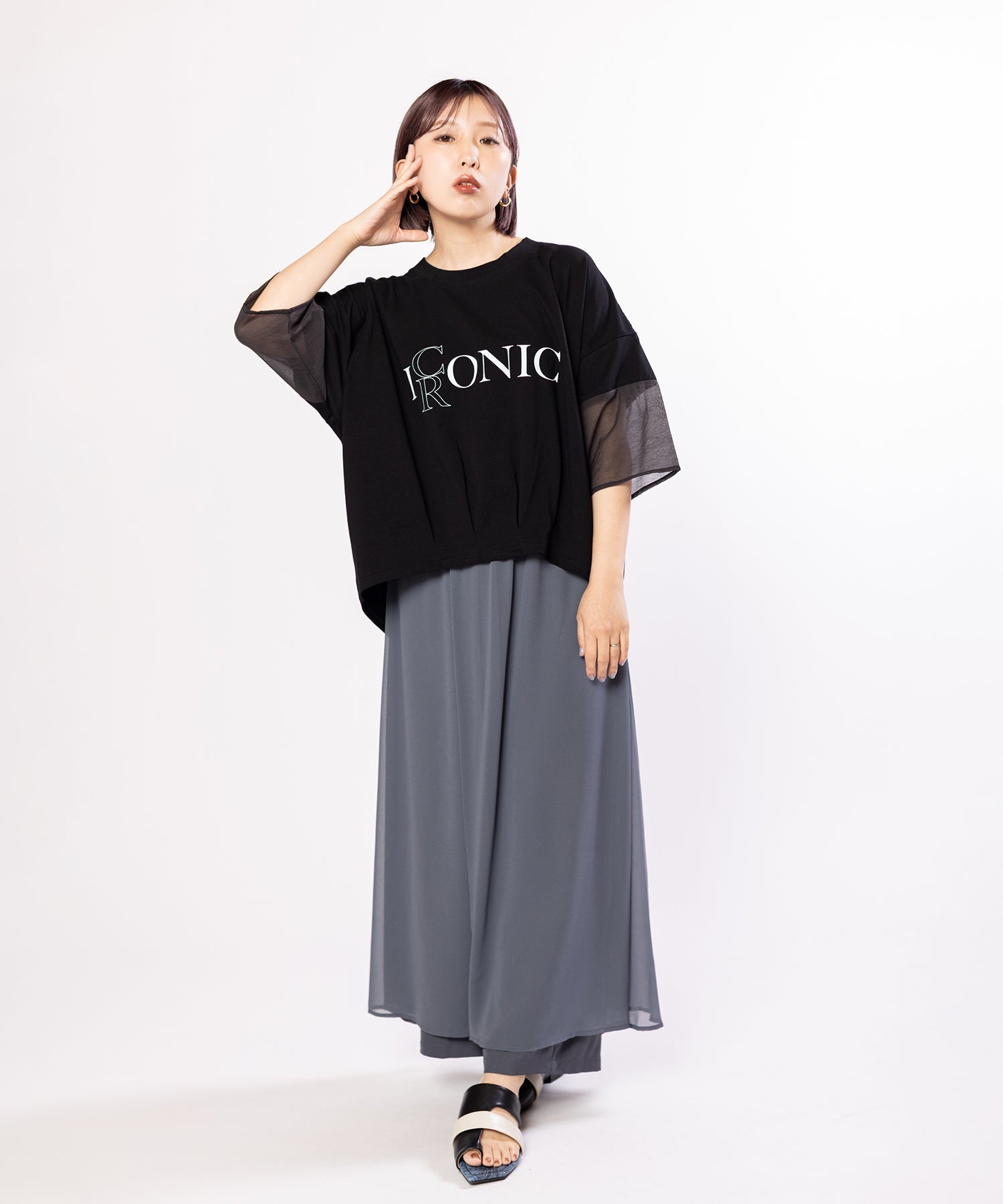 シアー切替タックプリントTシャツ – OSMOSIS・NO ID.