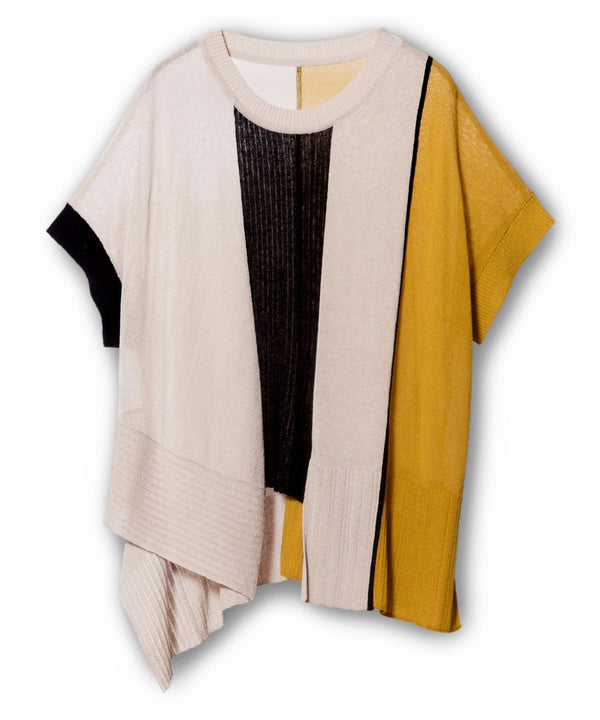 Colorblock Asymmetrical Knit Pullover