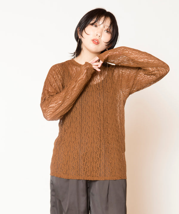 レース長袖Tシャツ