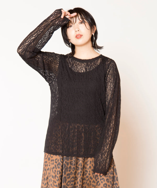 レース長袖Tシャツ