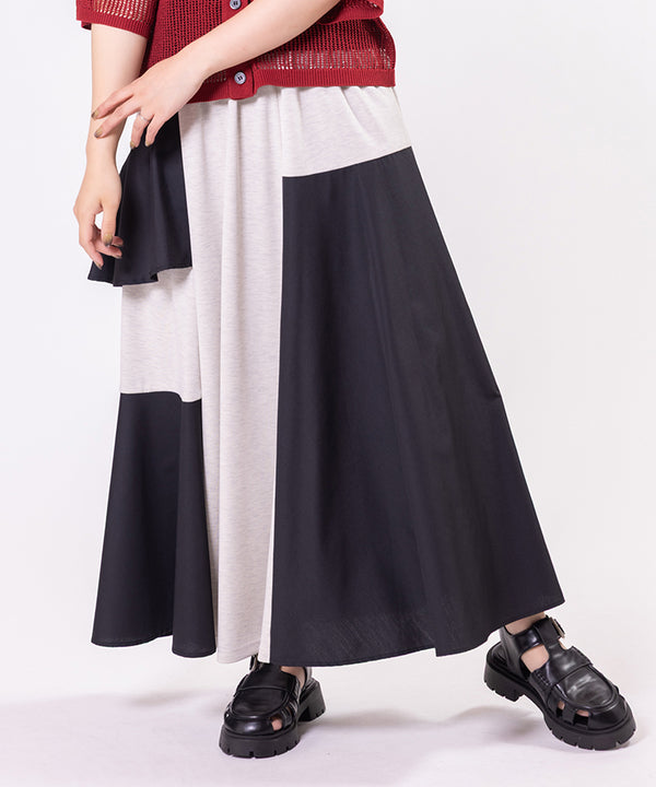 Asymmetrical Switching Flare Skirt
