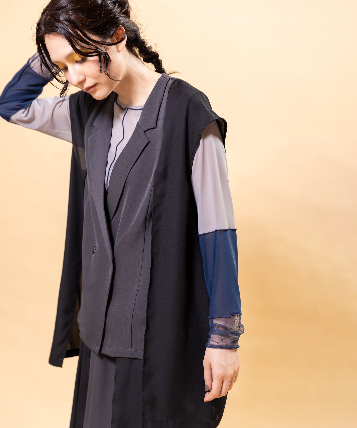 ドットメッシュ切替メロー長袖Tシャツ – OSMOSIS・NO ID.