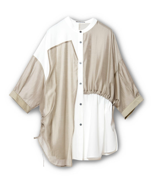 Drawstring Switching Blouse