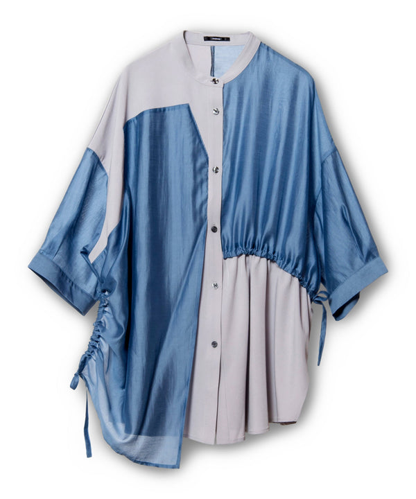 Drawstring Switching Blouse
