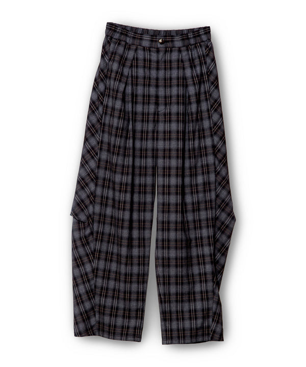 Check Tucked Cocoon Pants