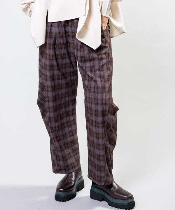 Check Tucked Cocoon Pants