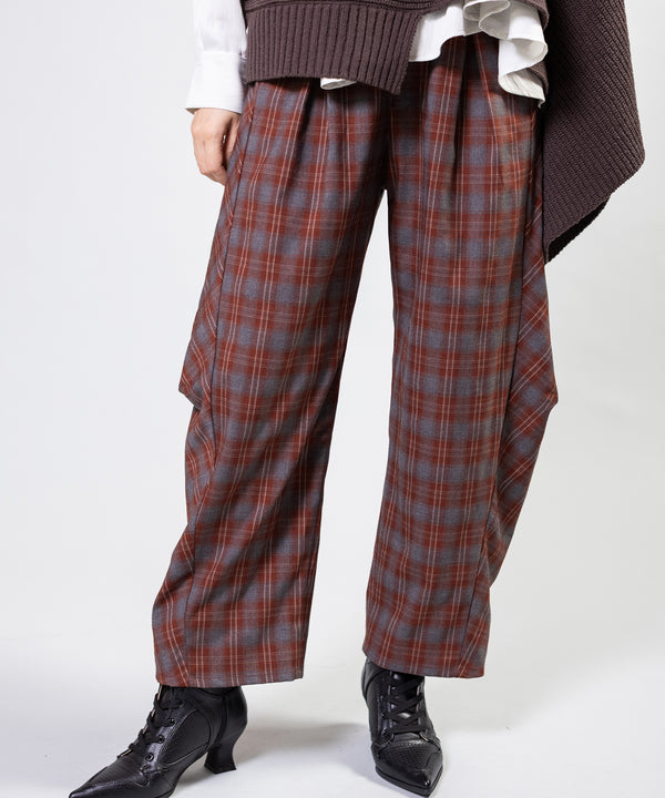 Check Tucked Cocoon Pants