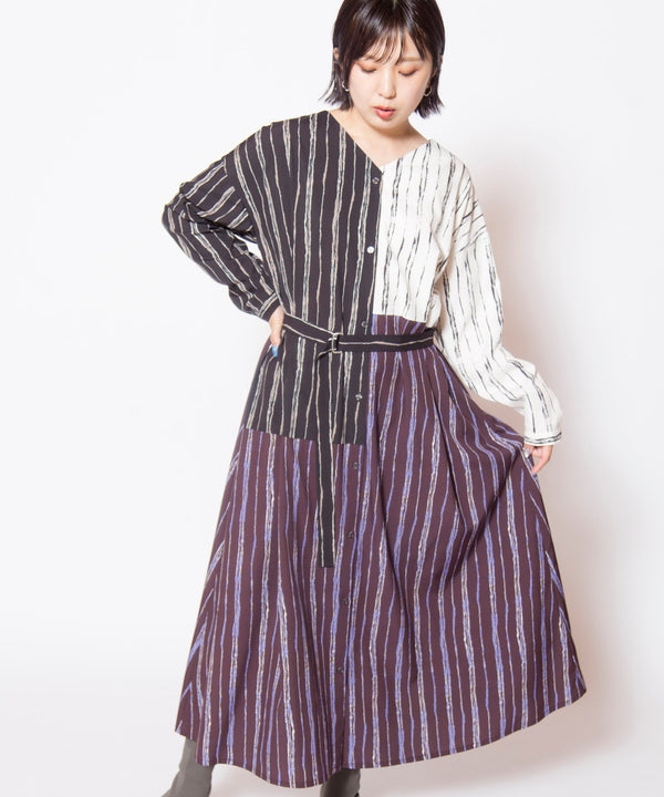 Two-Way Blocking Shirt Dress