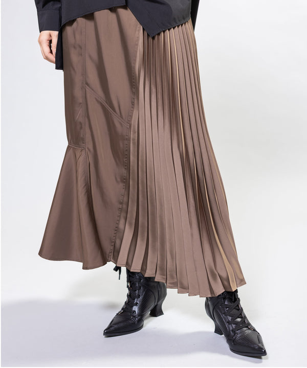 Pleated color-block skirt