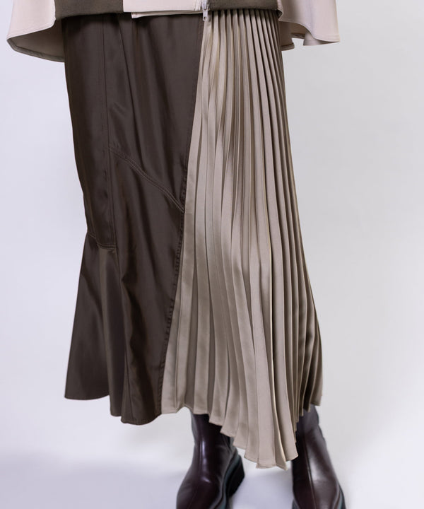 Pleated color-block skirt