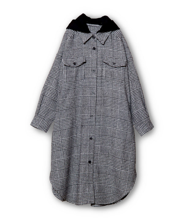 Hooded Check Shirt Coat