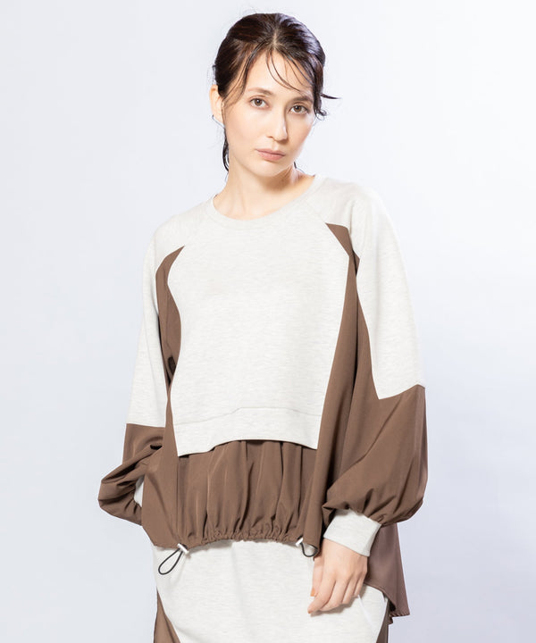 Asymmetrical Hem Pullover with Paneling
