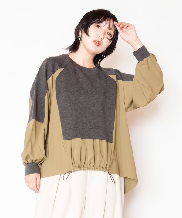 Asymmetrical Hem Pullover with Paneling