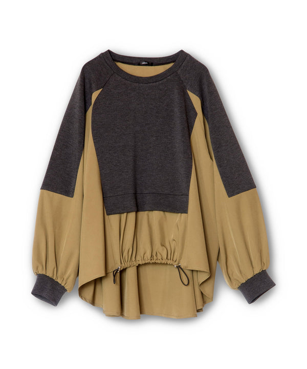 Asymmetrical Hem Pullover with Paneling