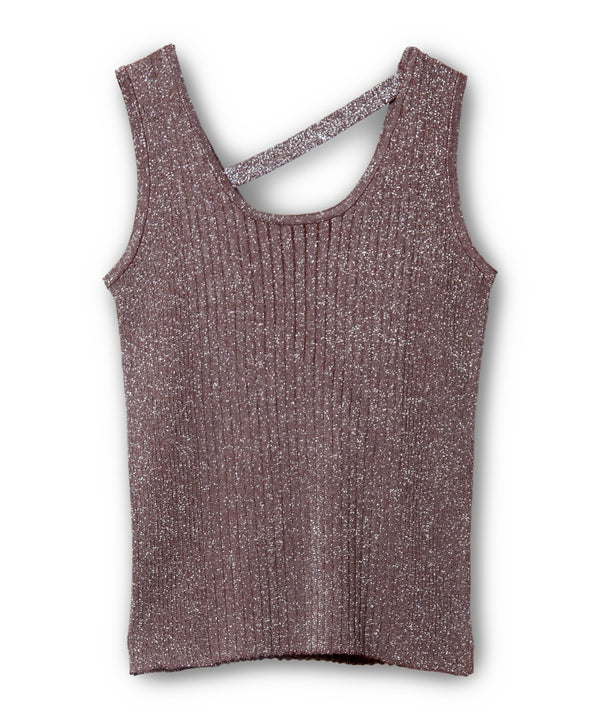 Lame Ribbed Knit Tank Top