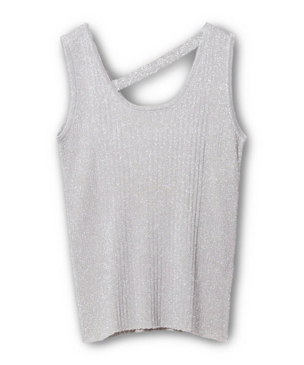 Lame Ribbed Knit Tank Top