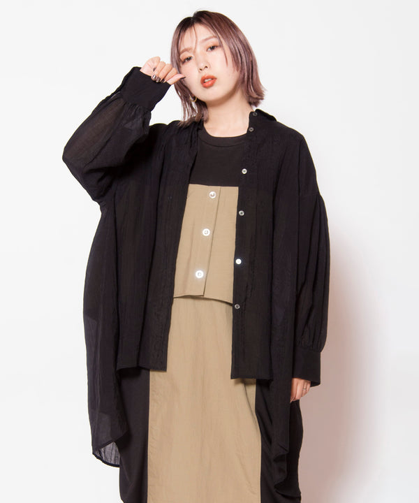 バックタックロングシアーブラウス