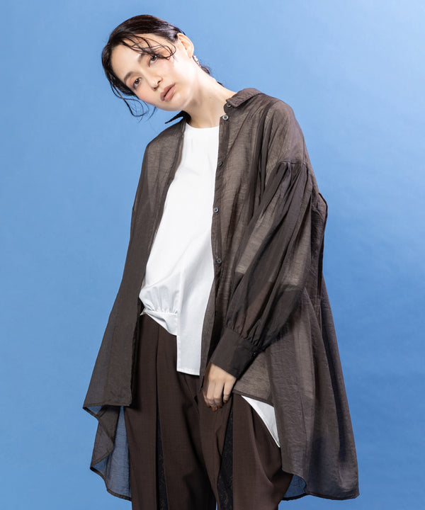 バックタックロングシアーブラウス