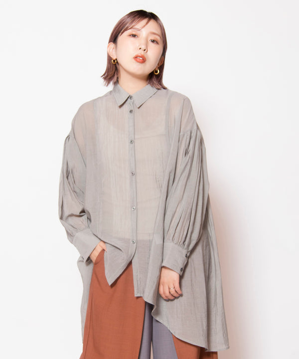 バックタックロングシアーブラウス