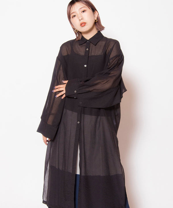 バックレイヤードロングブラウス