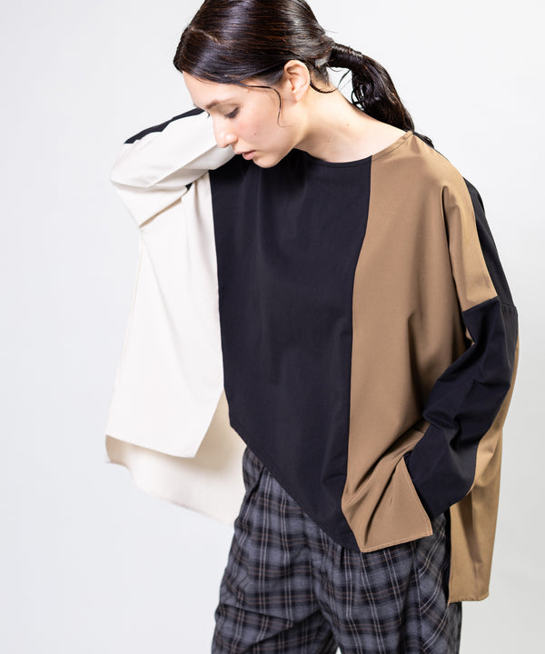 Asymmetrical Hem Panel Long-Sleeve T-Shirt