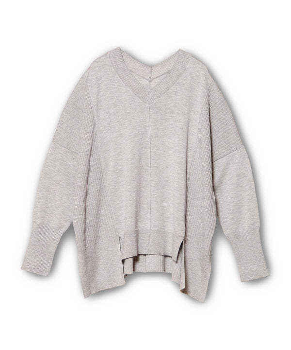 Colorblock V-neck Knit Pullover