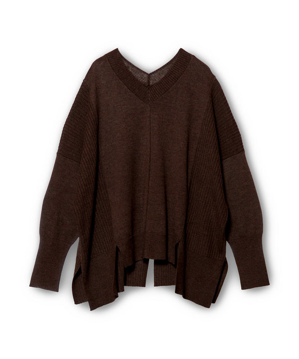 Colorblock V-neck Knit Pullover