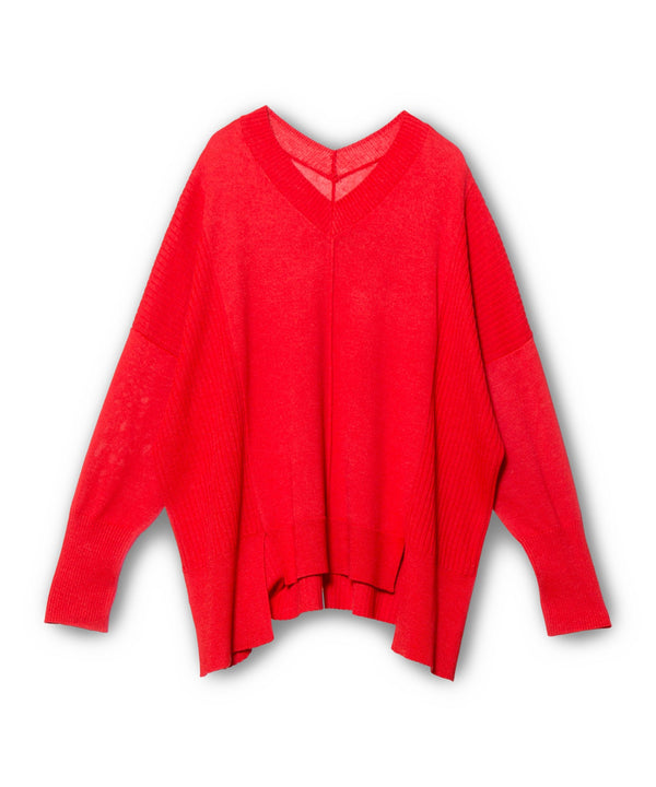 Colorblock V-neck Knit Pullover