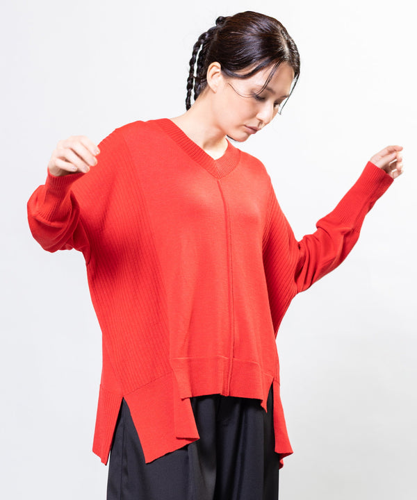 Colorblock V-neck Knit Pullover