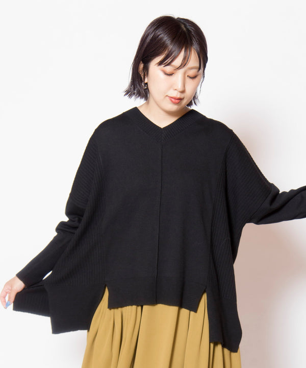 Colorblock V-neck Knit Pullover