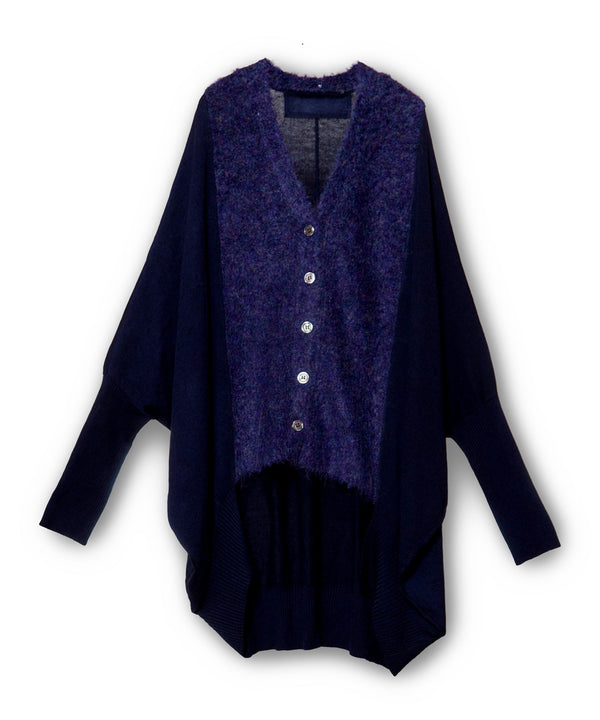 Wide Knit Switching Cardigan