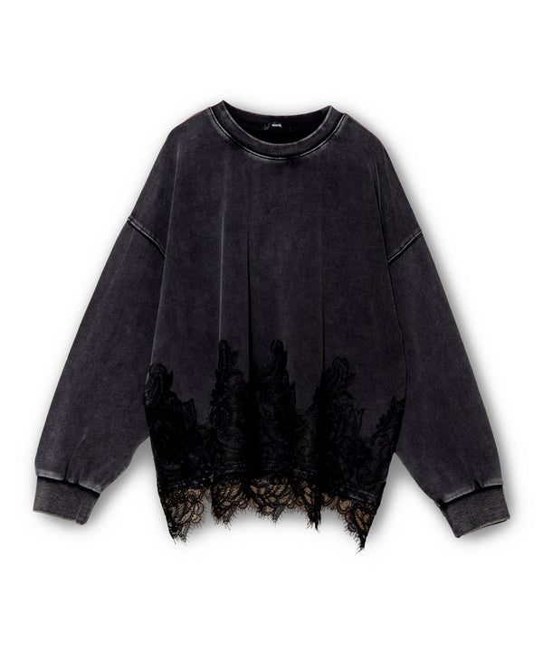 Fleece Lace Hem Pullover
