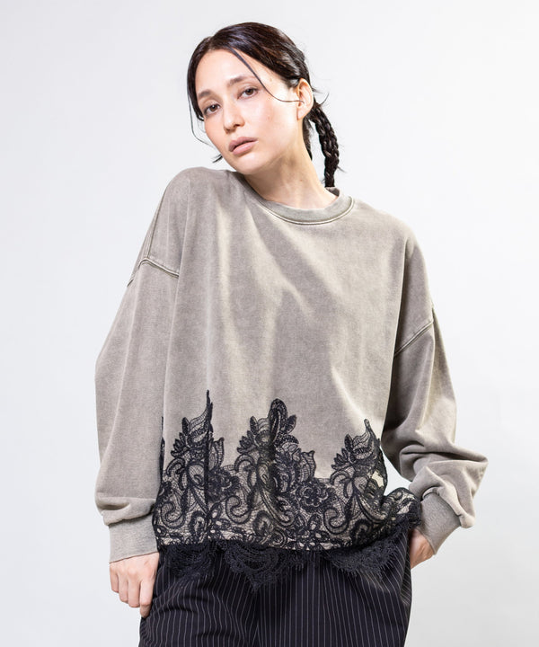 Fleece Lace Hem Pullover