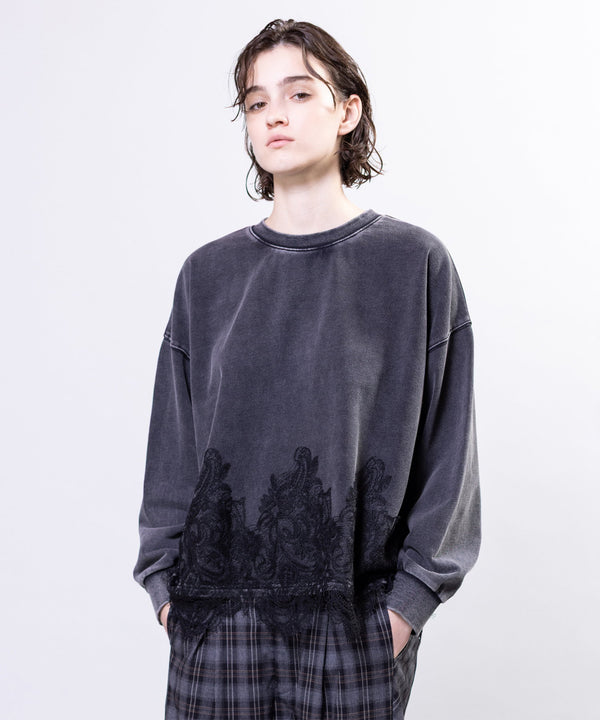 Fleece Lace Hem Pullover