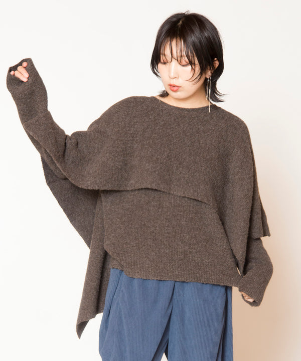 レイヤードニットプルオーバー