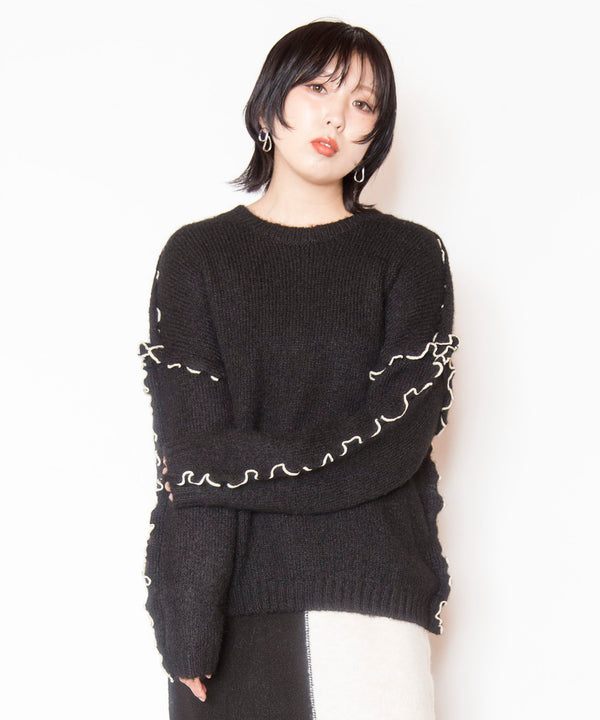 Frilled Knitted Pullover
