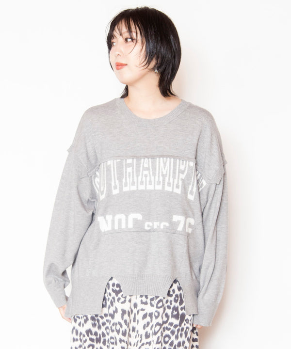 Color-block logo knit pullover
