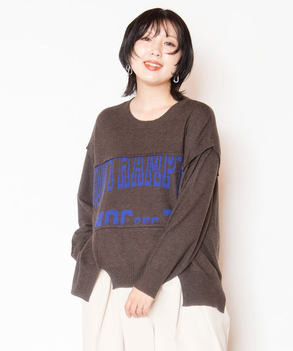 Color-block logo knit pullover