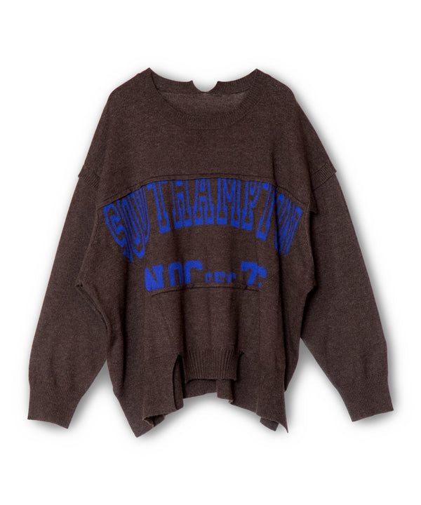 Color-block logo knit pullover