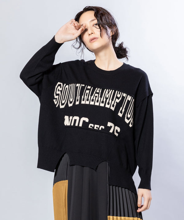 Color-block logo knit pullover